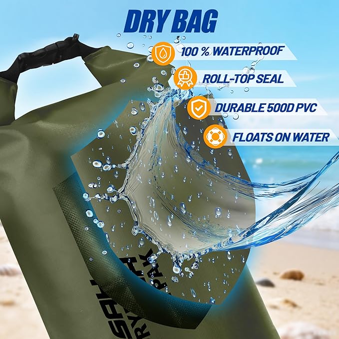 Waterproof Dry Bag 5L/10L/20L/30L/40L Roll Top Lightweight Storage Backpack with Phone Case for Women &amp Men Floating Waterproof Sack for Travel Swimming Kayaking Paddle Board Camping &amp B