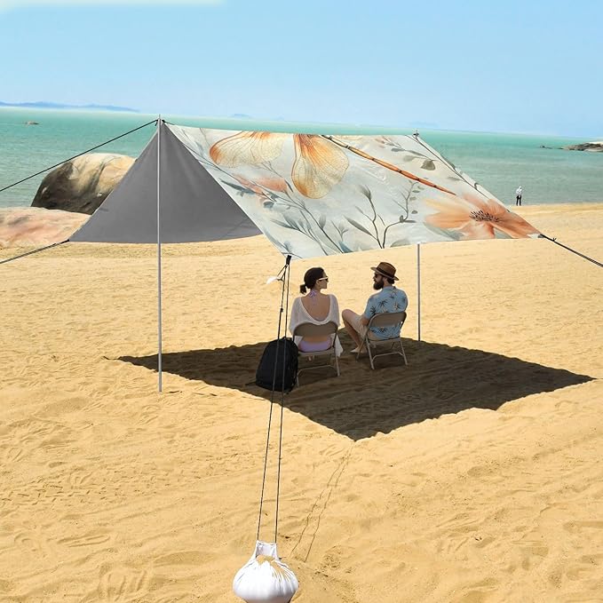 ALAZA Watercolr Dragonfly and Floral Beach Tent Sun Shelter Portable Canopy Sunshade for Outdoor Camping Picnics Backyard Fun 10x9 ft
