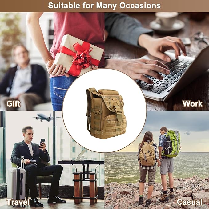 Camping Backpacks for Men Women Outdoor Tactical Oxford Cloth Backpack Large Capacity Hiking Travel Duffle Bags (Black)