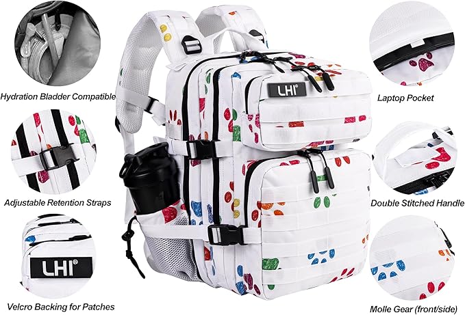 LHI Tactical Military Backpack for Men and Women 25L/35L Army Assault Pack Bag Small Rucksack with Bottle Holder