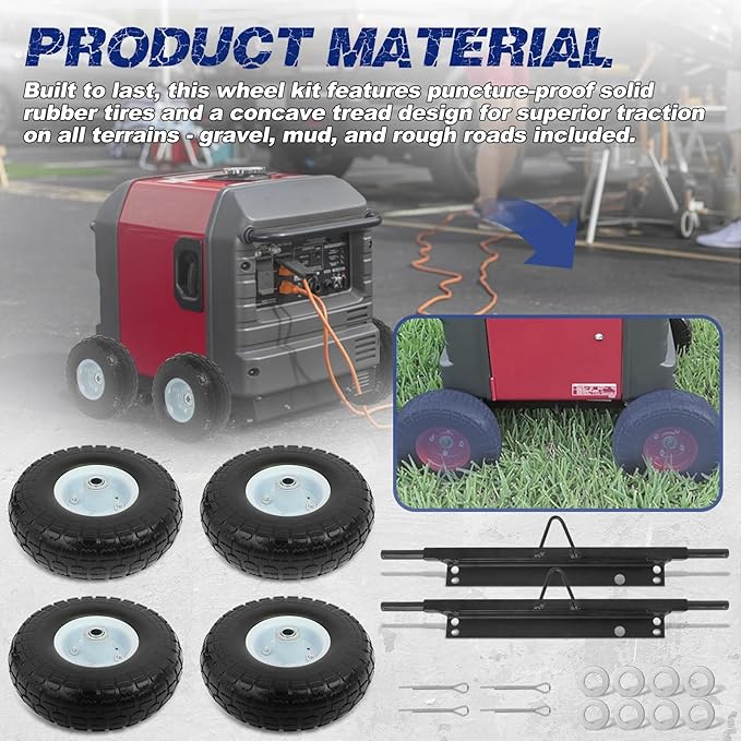 White All Terrain Wheel Kit Fit for Honda Generator EU3000is Solid Tires OE 06423-ZS9-020AH 06423ZS9020AH