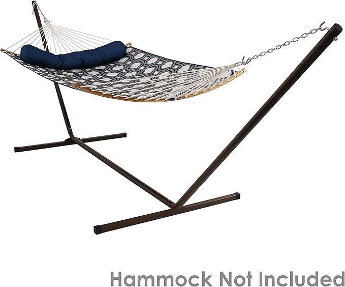 Sunnydaze Double Hammock Stand for Outside - 400-Pound Capacity Indoor/Outdoor Hammock Frame - Bronze Powder-Coated Finish - 15-Foot