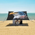 ALAZA Eagle American Flag Beach Tent Sun Shelter UPF50+ Protection Beach Shade Canopy w/ 4 Sandbags for Outdoor Camping Fishing Backyard Fun Picnic 10x9 ft