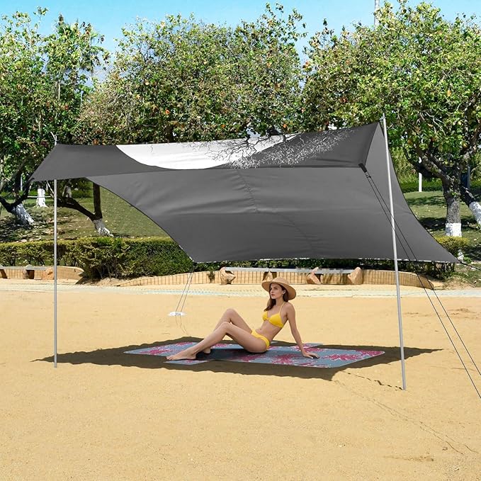 ALAZA Tree Skull Beach Tent Sun Shelter Portable Canopy Sunshade for Outdoor Camping Picnics Backyard Fun 10x9 ft