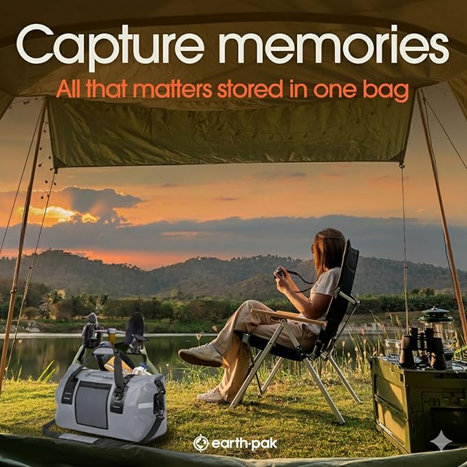 Earth Pak Waterproof Duffel Bag - Heavy Duty Motorcycle Dry Bag with Large Storage Space Perfect for Traveling Camping Kayaking Fishing &amp Canoeing Bag 50L/70L/90L/120L Sizes