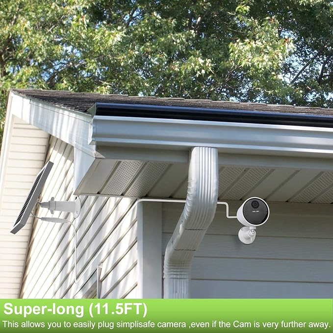 UYODM Solar Panel Compatible with SimpliSafe Outdoor Security CameraPower Your SimpliSafe Outdoor Camera continuously AL Alloy Frame Durable and Sturdy - Silver