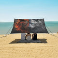 ALAZA Fire Water Wolf on Black Beach Tent Sun Shelter Portable Canopy Sunshade for Outdoor Camping Picnics Backyard Fun 10x9 ft