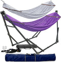 Tranquillo Combo x2 Hammocks with Stand for Outside &amp Tree Straps Heavy Duty Hammock with Stand 600lbs for Indoor Outdoor Patio Backyard x2 Hammocks for 2 Person (Combo - Purple Medium)