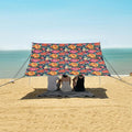 ALAZA Colorful Peony Floral Beach Tent Sun Shelter UPF50+ Protection Beach Shade Canopy w/ 4 Sandbags for Outdoor Camping Fishing Backyard Fun Picnic 10x9 ft