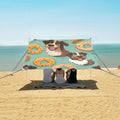 ALAZA Cute Dog Donut Beach Tent Sun Shelter Portable Canopy Sunshade for Outdoor Camping Picnics Backyard Fun 10x9 ft