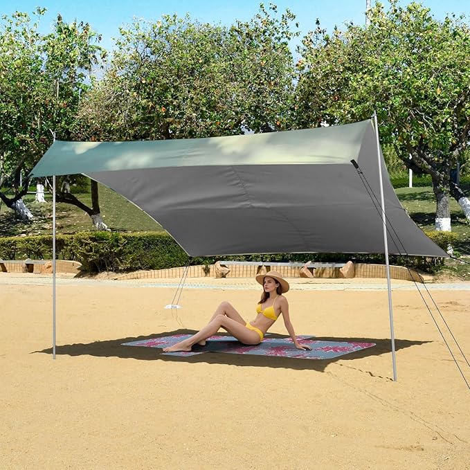 ALAZA Funny Pig with Sunglasses on The Beach Beach Tent Sun Shelter Portable Canopy Sunshade for Outdoor Camping Picnics Backyard Fun 10x9 ft