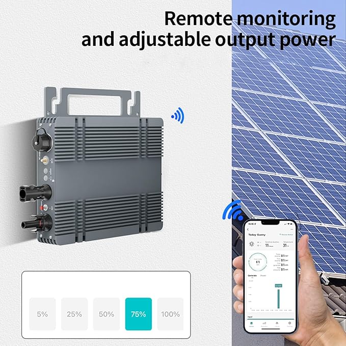 Grid Tie Solar Power Inverter 550W APP Control Single Phase Solar Grid Tie Micro Inverter Remote Monitoring and Control Solar Grid Micro Inverter