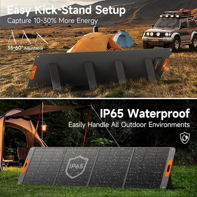 400W Portable Solar Panel for Power Station 24% High Efficiency Lightweight ETFE Foldable Solar Panel Charger MC4 Output IP65 Waterproof for Outdoor Camping RV Emergency Power Supply
