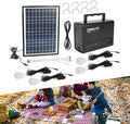 Solar Inverter with Solar Panel &amp 4 LED Lights 12V 4A Portable Power Generator Kit Emergency Energy Storage with USB DC Outlets Power Station for Home Backup Outdoors Camping Travel Hunting RV