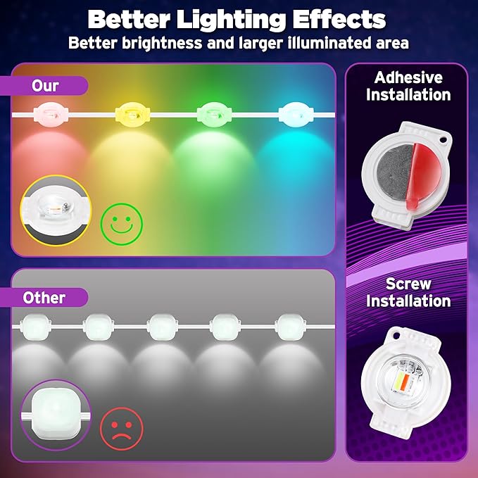 permanent outdoor lights 200FT Smart RGB Outdoor Lights - IP67 Waterproof LED Strip Lights with App/Remote Control for Holiday Decor Garden Patio &amp Home Accent Lighting (Permanent Installation)