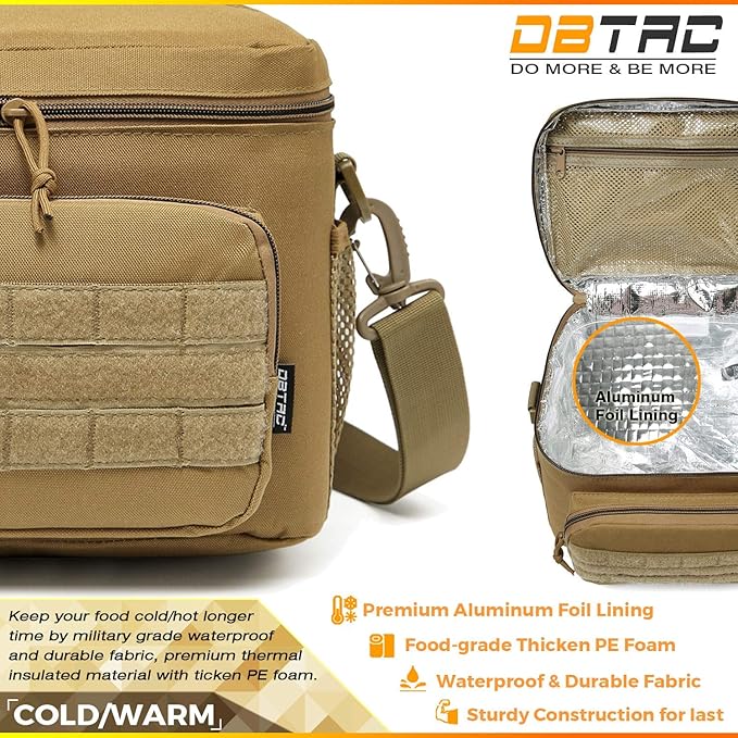 DBTAC Tactical Large Shoulder Chest Pack with Sling + Tactical Lunch Bag (Brown)