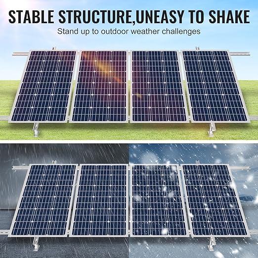 VEVOR 2-Set Solar Panel Mounting Brackets 30°-60° Adjustable Multi-Piece Brackets for 4-8pcs Panels Carbon Steel Ground Mount Stand for Farms RVs Boats Off-Grid