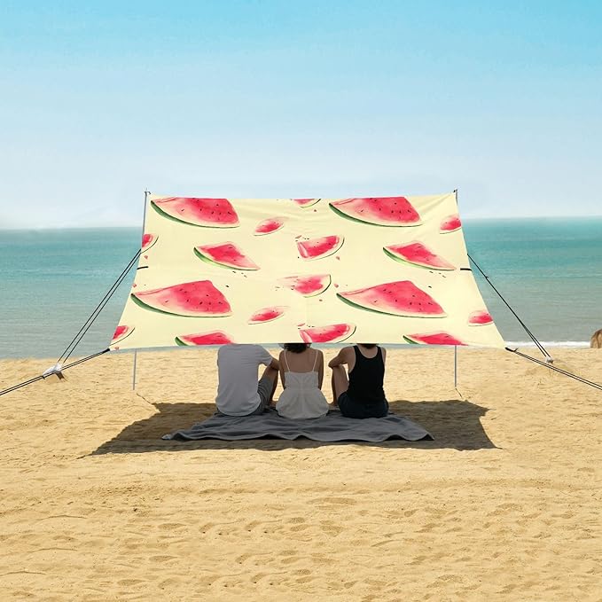 ALAZA Cute Watermelon Pattern Beach Tent Sun Shelter Portable Canopy Sunshade for Outdoor Camping Picnics Backyard Fun 10x9 ft
