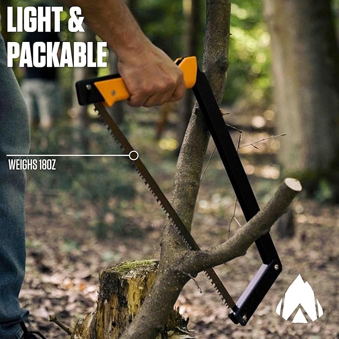 AGAWA - BOREAL21-21 Inch Folding Saw with All-Purpose Saw Blade - Camping Gear For Hiking Fishing Hunting Bushcraft &amp Survival Kit (Black Frame/Yellow Handle)