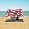 ALAZA Red Lips Polka Dots Beach Tent Sun Shelter UPF50+ Protection Beach Shade Canopy w/ 4 Sandbags for Outdoor Camping Fishing Backyard Fun Picnic 10x9 ft
