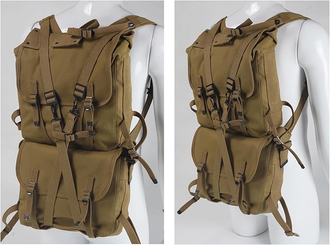 ANQIAO WW2 US M1941 Haversack Backpack Bundle Full Set Reproduction Knapsack with Straps Cotton Canvas