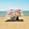 ALAZA Tulip Flower Floral Painting Beach Tent Sun Shelter UPF50+ Protection Beach Shade Canopy w/ 4 Sandbags for Outdoor Camping Fishing Backyard Fun Picnic 10x9 ft