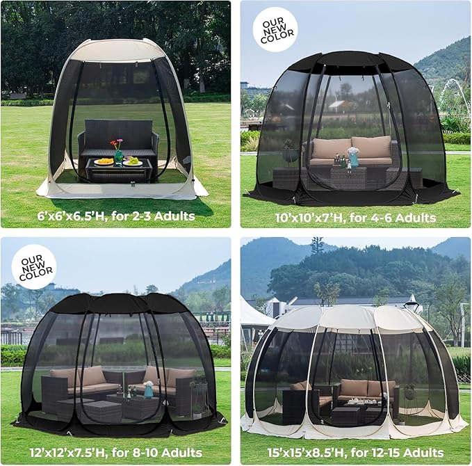 Alvantor Pop Up Screen House Gazebo with Mosquito Netting Instant UV Resistant Sun Shelter for Patio &amp Backyard Portable Canopy Tent for 2-10 Person