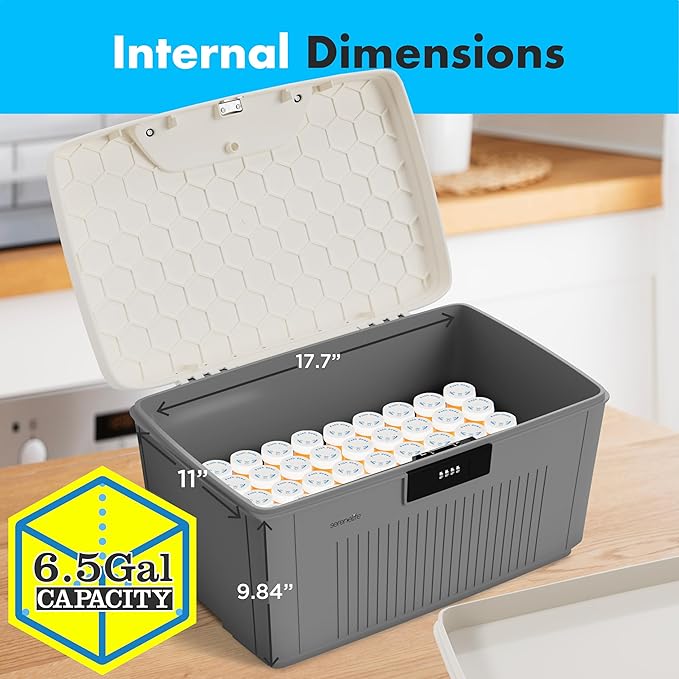 SereneLife Lockable Storage Container Bin 8.5 Gallon Capacity Heavy Duty Storage Box with Combination Lock Gray