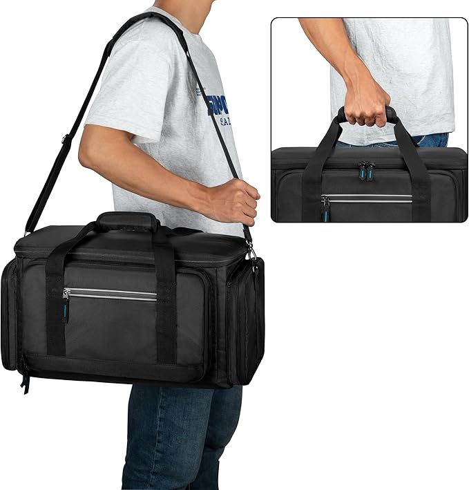 Trunab Portable Station Carrying Case Compatible with DJI 1000 Power Station Generator Protective Shoulder Bag with Transparent Front Panel and Heat-Dissipating Side ZippersBlack