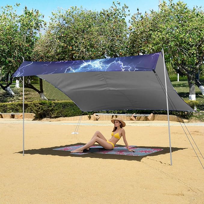 ALAZA Lightning Pattern Beach Tent Sun Shelter Portable Canopy Sunshade for Outdoor Camping Picnics Backyard Fun 10x9 ft
