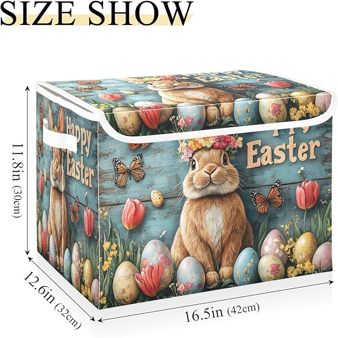 senya Easter Baskets Collapsible Storage Bins with Lids Rabbit Bunny Egg D Storage Boxes Clothes Baskets for Organizing