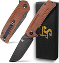 Sitivien ST133 Folding KnifeD2 BladeMicarta Handle EDC Tool Knife for Outdoor Camping Hiking(Brown)