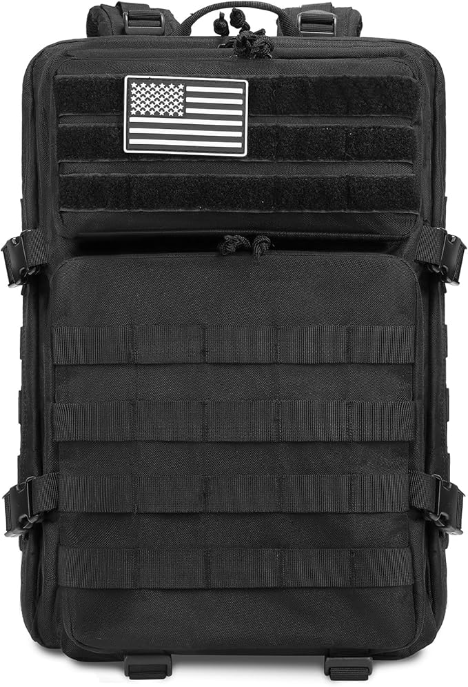 TOMSHOO 45L Military Tactical Backpacks Large MOLLE 3 Day Assault Pack for Men And Women Outdoor Hiking Hunting Camping (Black)