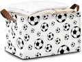 Black Soccer Football Storage Bins with Handles Collapsible Storage for Clothes Gift Basket Blankets &amp Closet Organization