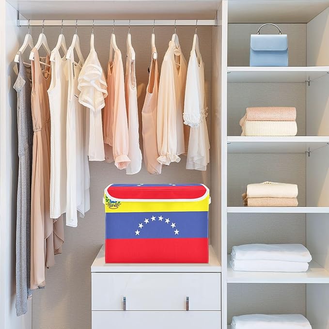 Venezuela 8 Stars Flag Bolivarian Republic Of Venezuela Storage Containers with Lids Foldable Closet Organizers Quart