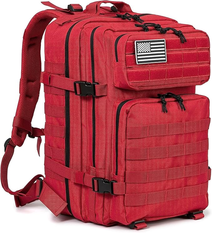 50L Military Tactical Backpack Training Gym Fitness Bag Outdoor Hiking Camping Army Molle Backpacks for Women Travel (Red)