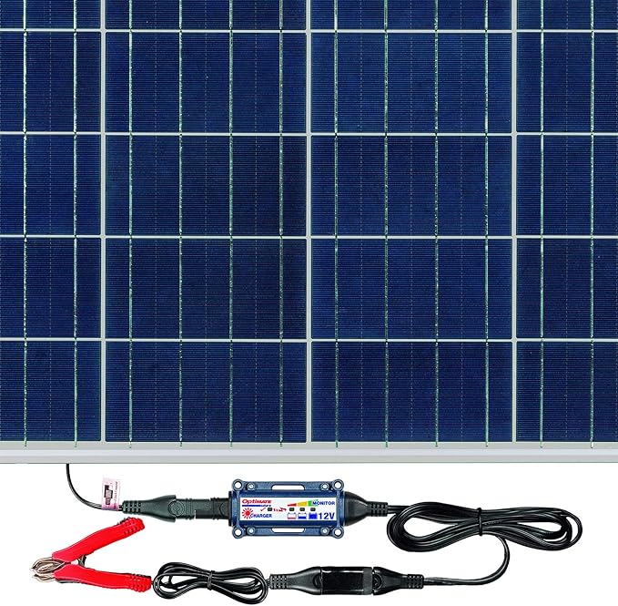 OptiMATE SOLAR + 80W Solar Panel TM-523-8 Solar Pulse Charger Tester &amp Maintainer for 12V batteries with 80W solar panel
