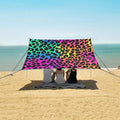 ALAZA Neon Leopard Skin Print Beach Tent Sun Shelter Portable Canopy Sunshade for Outdoor Camping Picnics Backyard Fun 10x9 ft