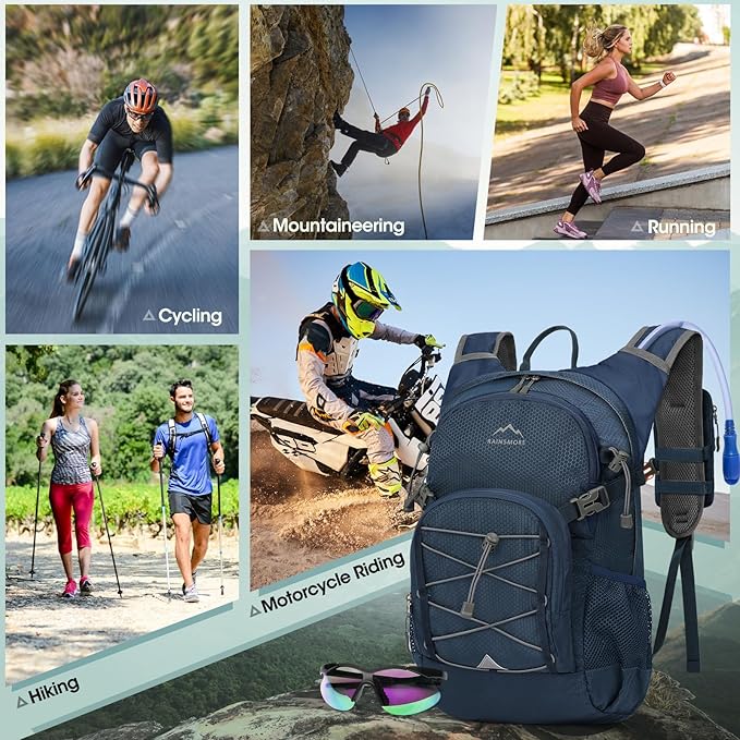 Hydration Backpack with Water Bladder 18L Lightweight Hiking Backpack for Women&ampMen Small Insulated Hydration Water Pack for Hiking Running Cycling Biking