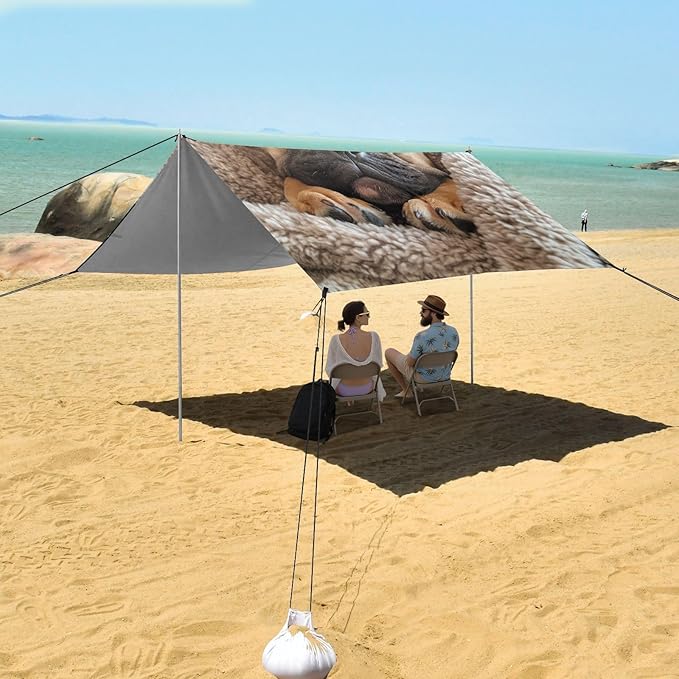 ALAZA Sleeping French Bulldog Puppy in A Soft Blanket Beach Tent Sun Shelter Portable Canopy Sunshade for Outdoor Camping Picnics Backyard Fun 10x9 ft