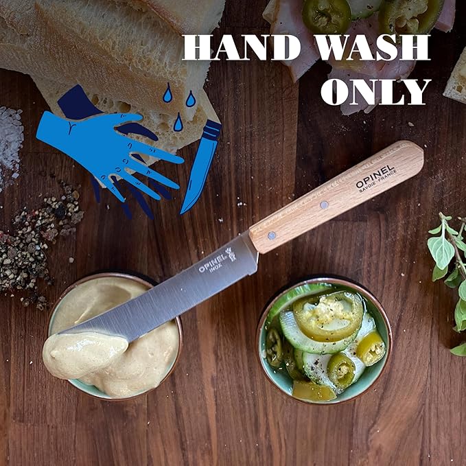 Opinel Brunch Knife - Multi-Use Spreading Micro-Serrated Rounded Blade Made in France (Natural)