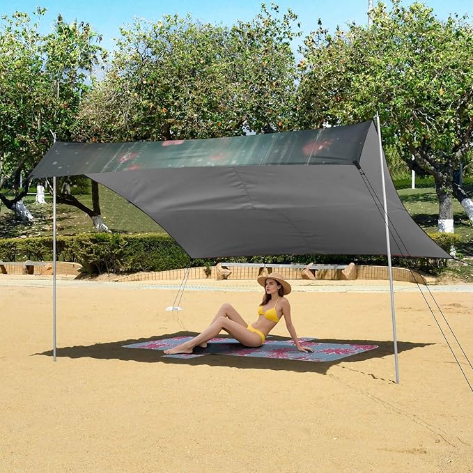 ALAZA Flamingo Red Floral Beach Tent Sun Shelter Portable Canopy Sunshade for Outdoor Camping Picnics Backyard Fun 10x9 ft