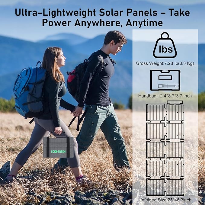 Portable Solar Panel 100W Monocrystalline 24.8% High Efficiency Foldable Solar Panel Panel Solar Kit IP65 Waterproof for Camping RV Backpacking Outdoor Use