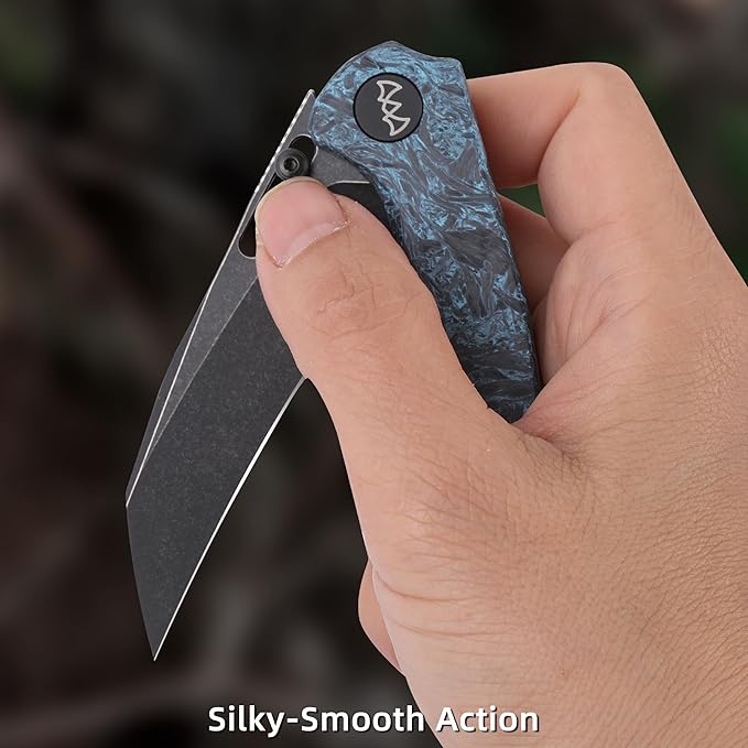 Folding Pocket Knife 3.1 Stonewash Blade EDC Knife with Safety Liner Lock Small Pocket Knife with Clip for Men Sharp Camping Hiking Hunting Survival Knives