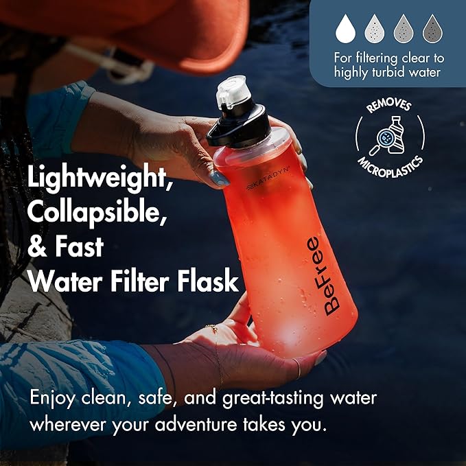 Katadyn BeFree 1.0L Ultralight Collapsible Water Filter Bottle for Hiking Camping Backpacking