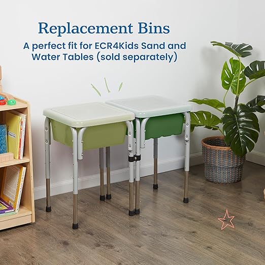 ECR4Kids Stackable Square Bins with Non-Snap Lids Multipurpose Organization Hunter Green 4-Pack