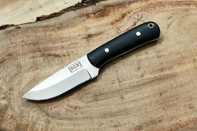 GCS Handmade D2 Steel Hunting And Skinning Knife with Black Micarta Handle Full Tang Blade and Leather Sheath for Hunting Hunting Camping Survival EDC-GCS 944