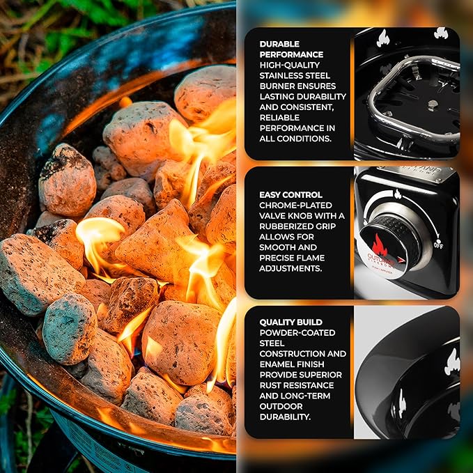 Outland Living Portable Propane Fire Pit 19-inch 58000 BTU with Fire Pit Cover &amp Carry Kit Smokeless Gas Firebowl | Perfect for Camping Patio Backyard Tailgating Deck RV| Black 893 Deluxe