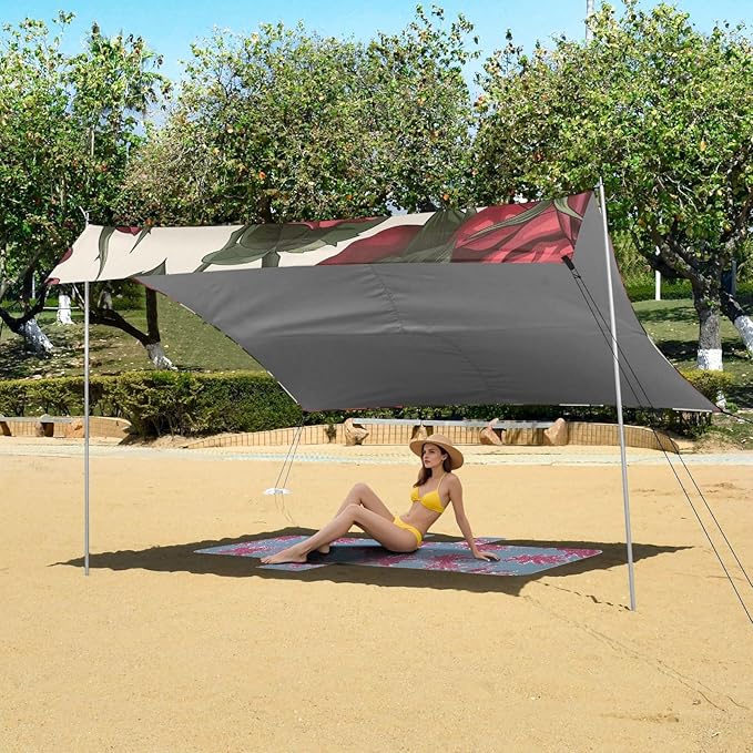 ALAZA Red Roses Sseamless Beach Tent Sun Shelter Portable Canopy Sunshade for Outdoor Camping Picnics Backyard Fun 10x9 ft