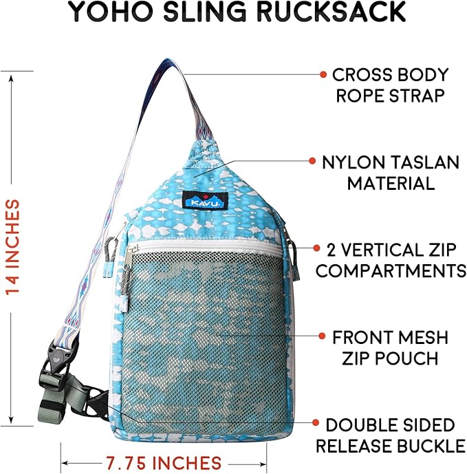 KAVU Yoho Sling Rucksack Semi Padded Water Resistant Double Sided Mini Backpack - Ripple Tie Dye